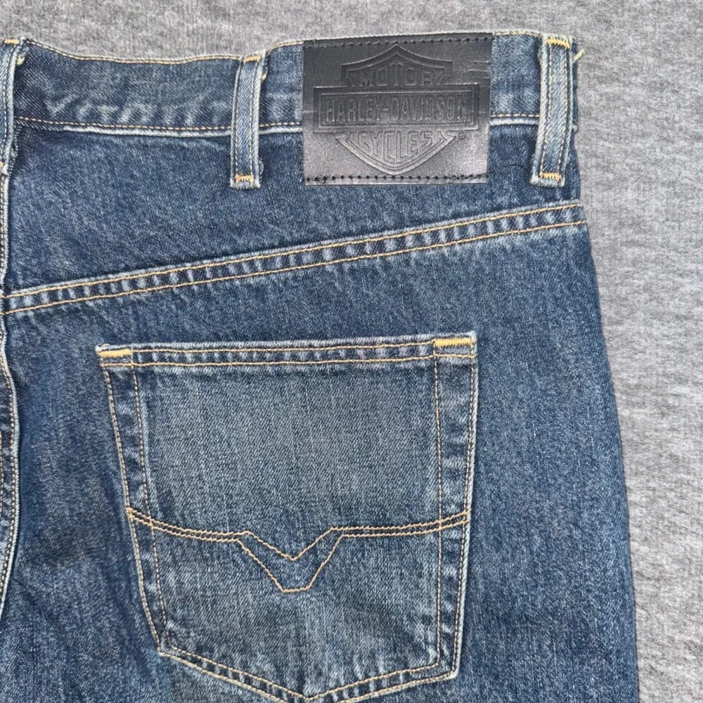 Harley Davidson Men Traditional Fit Jeans Blue Motorcycle Denim 40x30 NEW *READ* - Picture 8 of 10